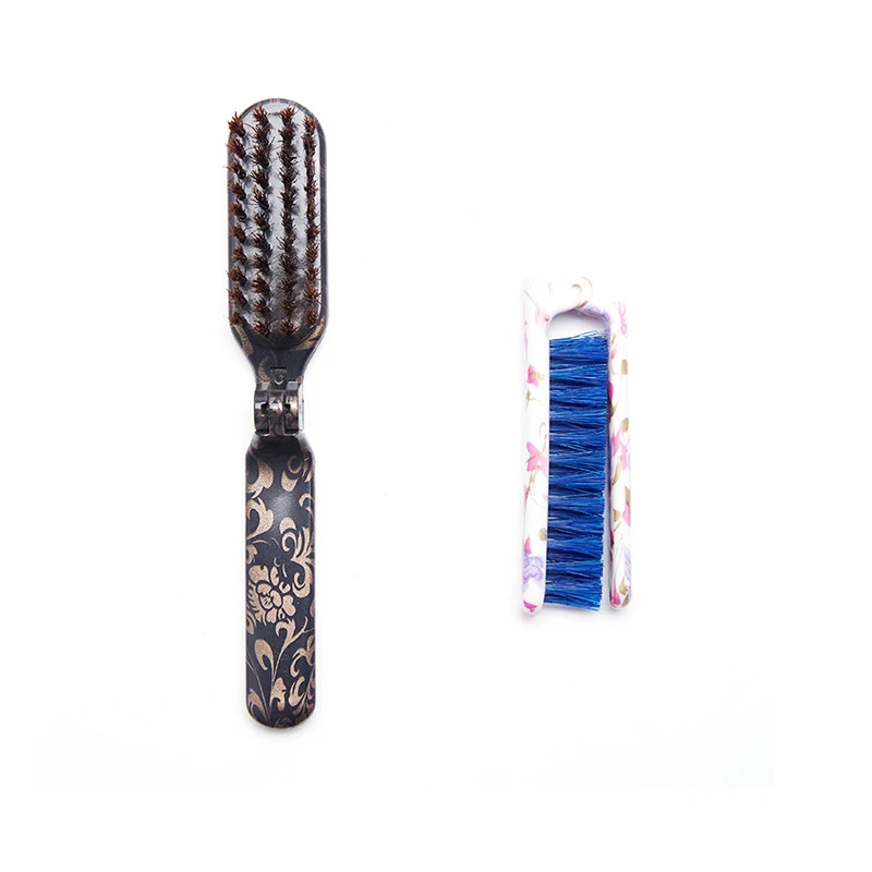 Brosse &agrave; cheveux pliable de couleur personnalis&eacute;e avec poils de sanglier naturels