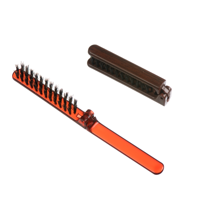 Mini brosse &agrave; cheveux compacte pliante en poils de sanglier