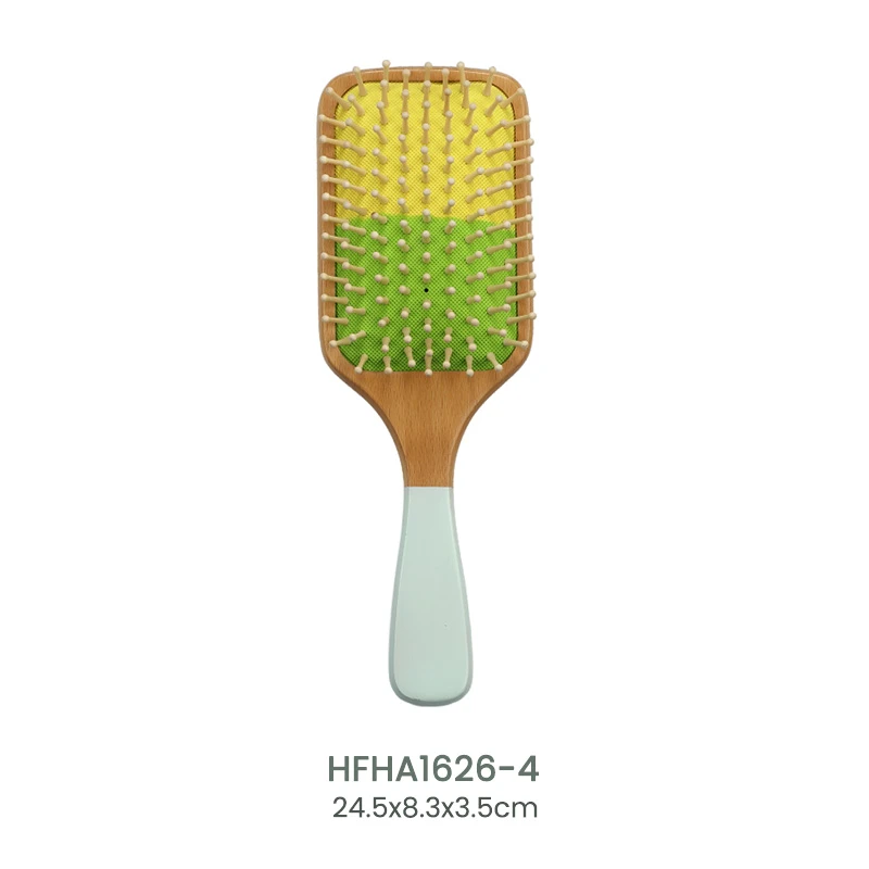 Brosse &agrave; cheveux en bois avec peinture sp&eacute;ciale OEM, styles de broches assortis, formes rectangulair