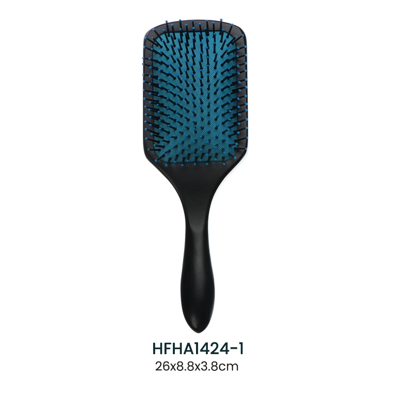 Brosse plate en bois 100 % naturel avec coussin bleu