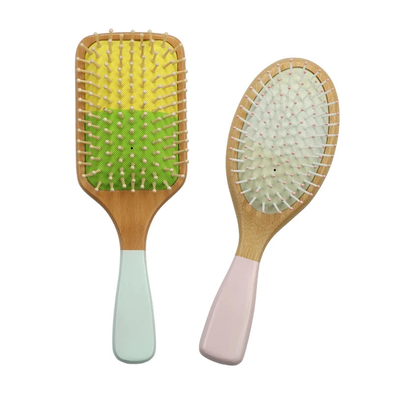 Brosse &agrave; cheveux en bois avec peinture sp&eacute;ciale OEM, styles de broches assortis, formes rectangulair