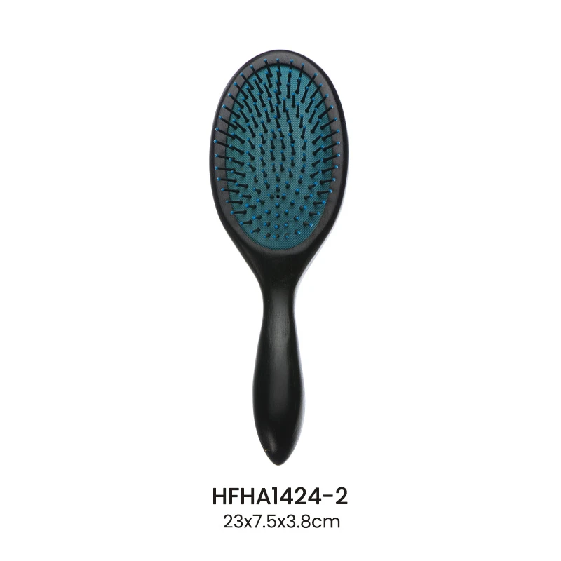 Brosse plate en bois 100 % naturel avec coussin bleu