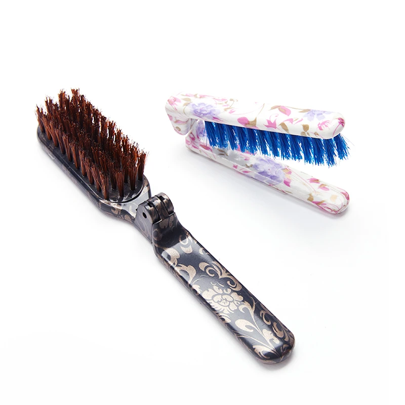 Brosse &agrave; cheveux pliable de couleur personnalis&eacute;e avec poils de sanglier naturels