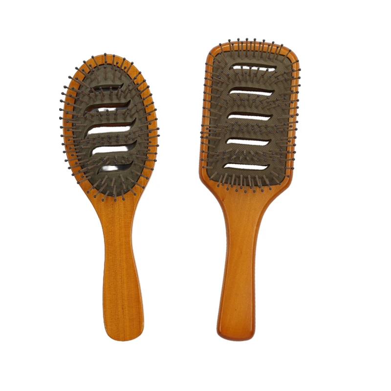Brosse FSC pour cheveux d&eacute;m&ecirc;lant le bois avec peinture marron