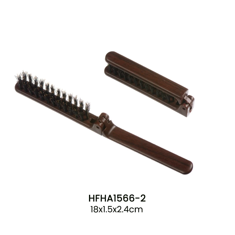Mini brosse &agrave; cheveux compacte pliante en poils de sanglier