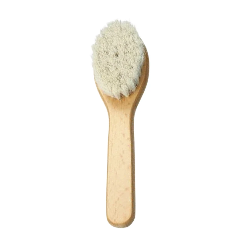 Brosse douce pour b&eacute;b&eacute; avec manche en bois 100 % et poils de ch&egrave;vre