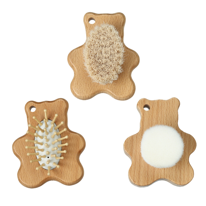 Ensemble de 3 brosses pour b&eacute;b&eacute; en forme d'ours