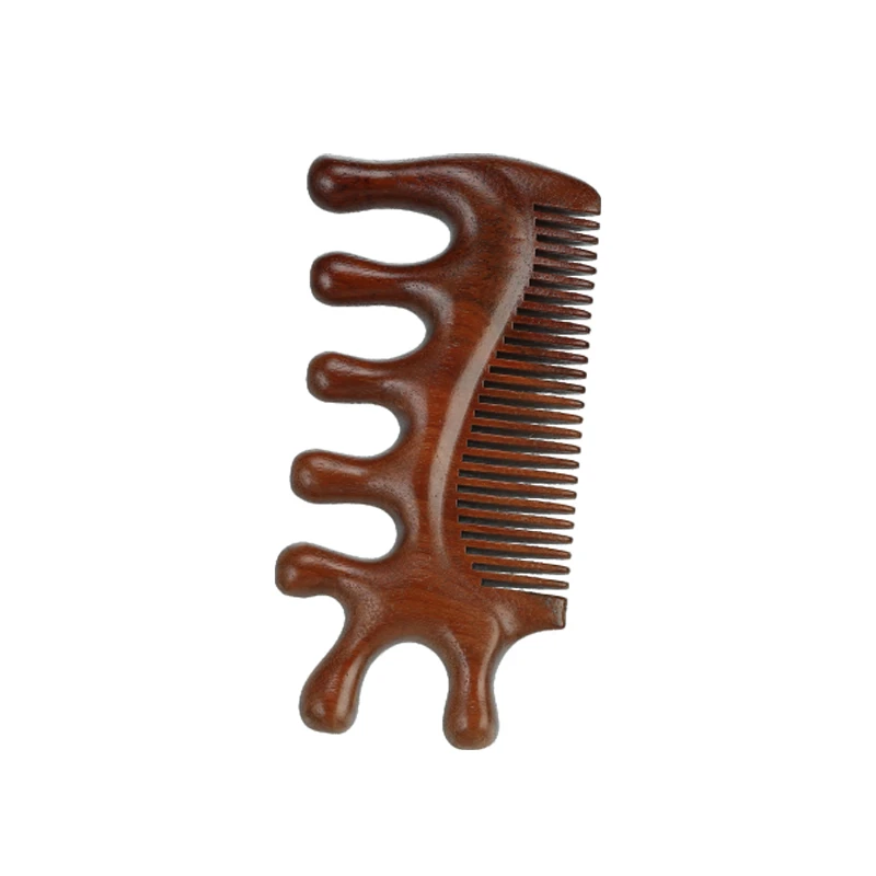 Peigne de massage du cuir chevelu en bois 3-en-1