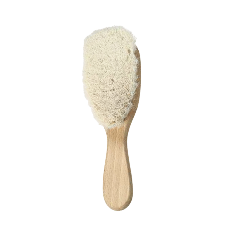 Brosse pour b&eacute;b&eacute; en bois naturel avec cheveux doux en fibre de ma&iuml;s