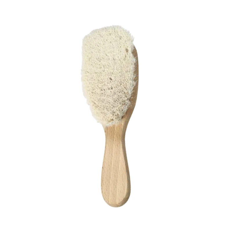 Brosse pour b&eacute;b&eacute; en bois naturel avec cheveux doux en fibre de ma&iuml;s