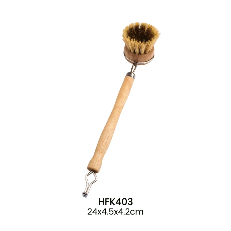 Brosse de nettoyage &agrave; t&ecirc;te amovible avec manche en bois