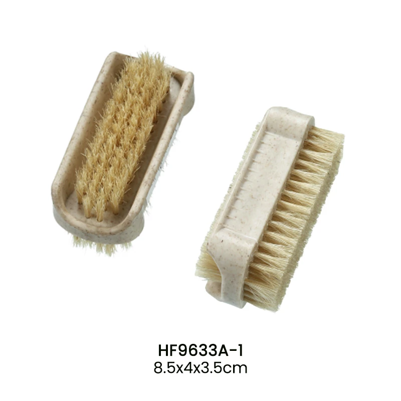 Brosse &agrave; main et &agrave; ongles double face en plastique, poils 2 couleurs