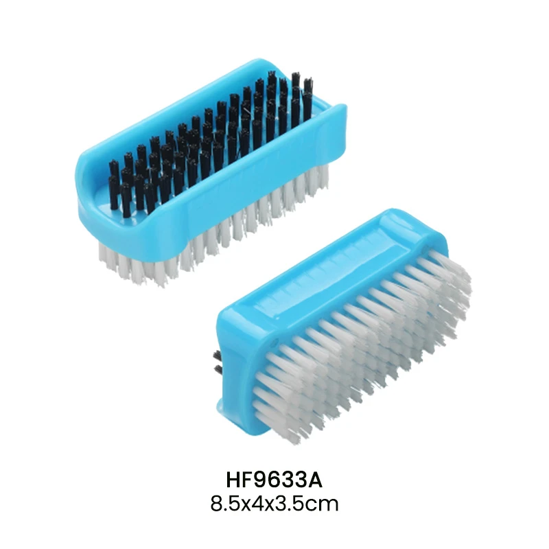 Brosse &agrave; main et &agrave; ongles double face en plastique, poils 2 couleurs