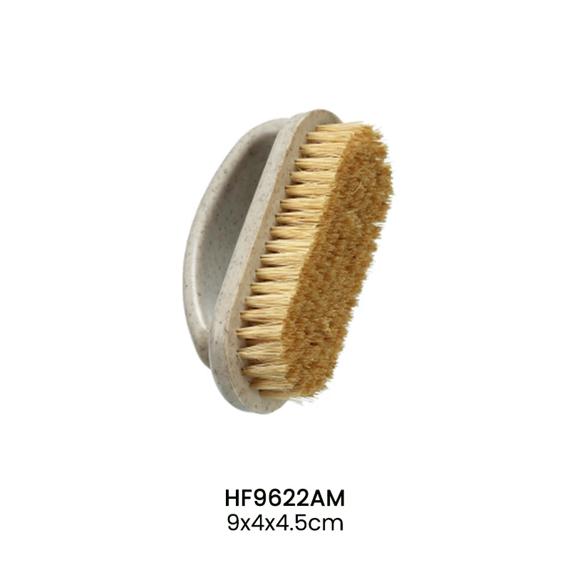 Brosse &agrave; ongles avec poign&eacute;e en plastique, paille de bl&eacute; rouge/bl&eacute;