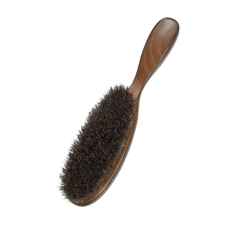 Brosse &agrave; v&ecirc;tements en bois 100% crin de cheval, couleur marron