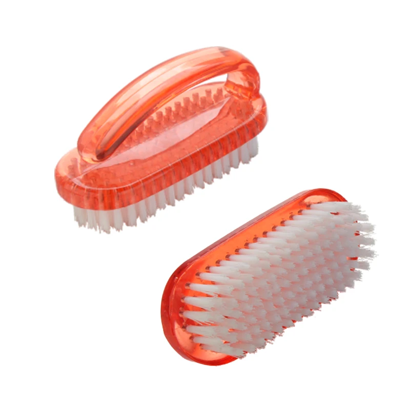Brosse &agrave; ongles avec poign&eacute;e en plastique, paille de bl&eacute; rouge/bl&eacute;