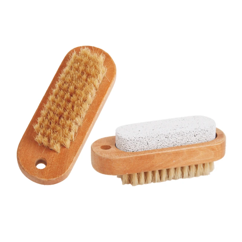 Brosse double face 2 en 1 en pierre ponce avec poils