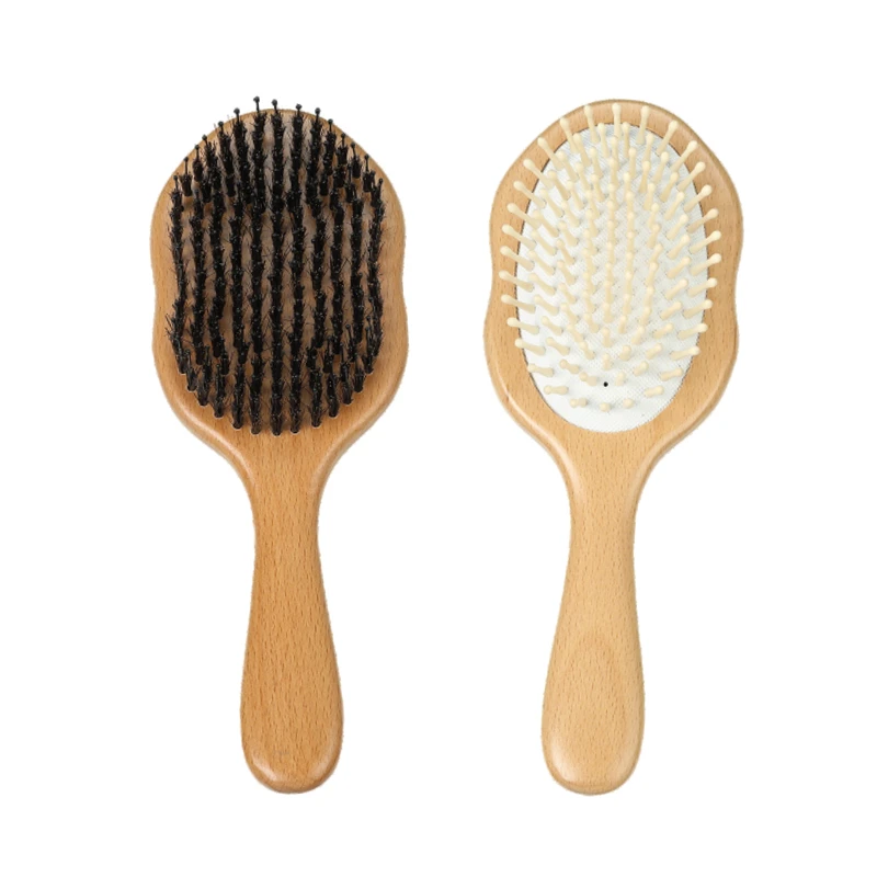 Brosse &agrave; cheveux pour soins du cuir chevelu en bois de h&ecirc;tre et gourde mignonne
