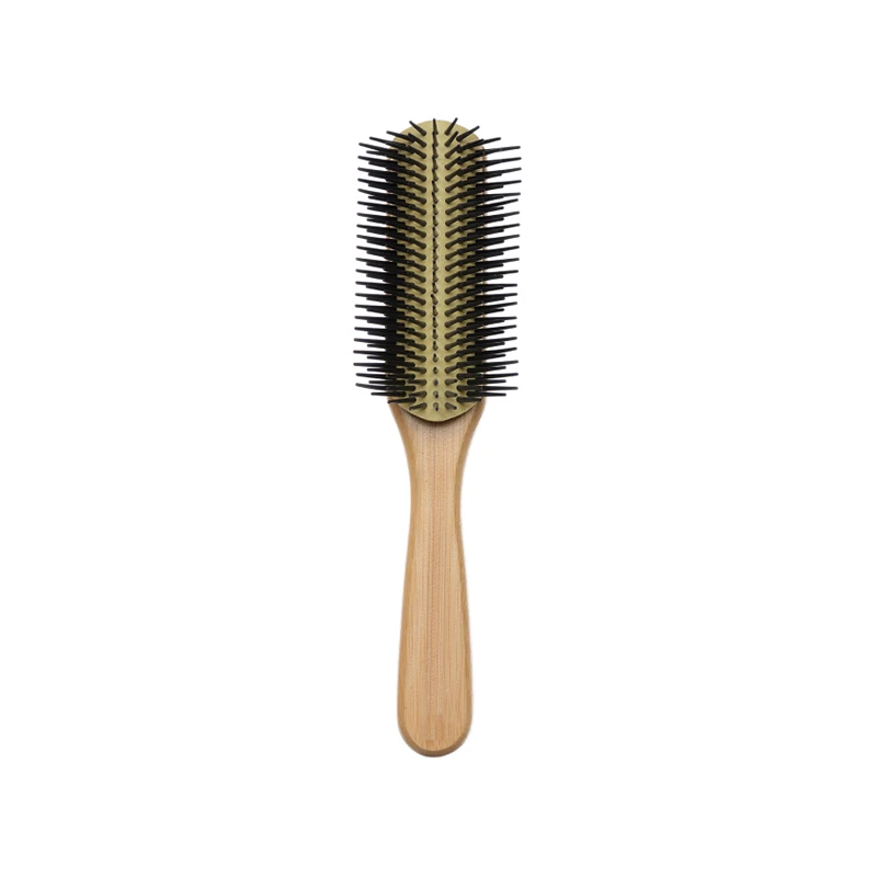 Brosse &agrave; cheveux en bambou naturel avec coussin amovible