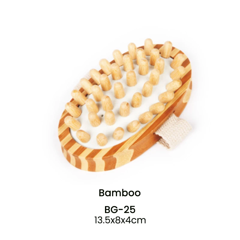 Brosse de massage m&eacute;ridienne ovale en bois FSC pour la vente en gros