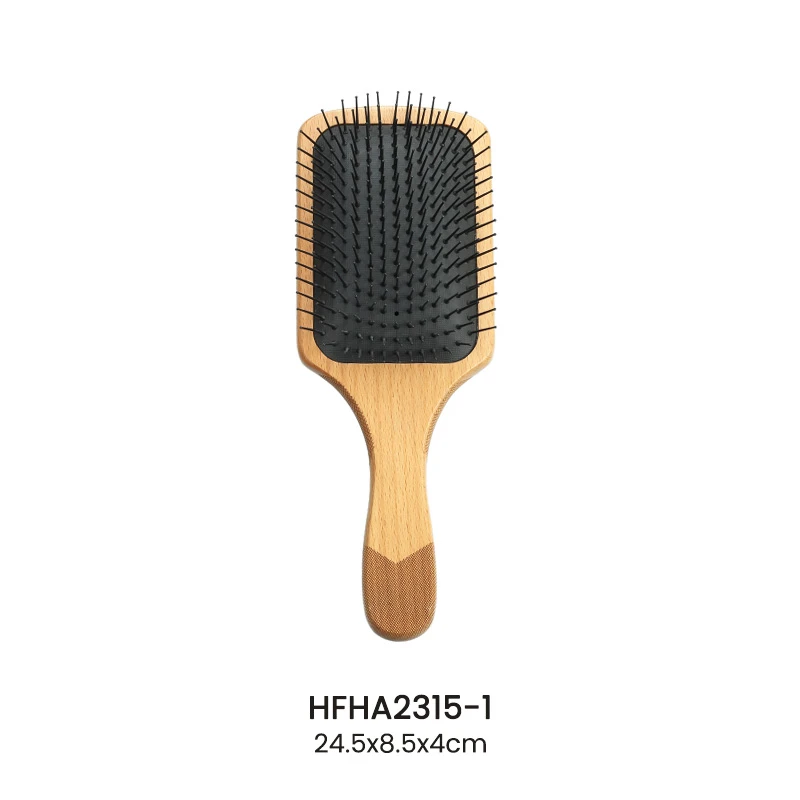 Brosse plate en bois de h&ecirc;tre avec manche design laser