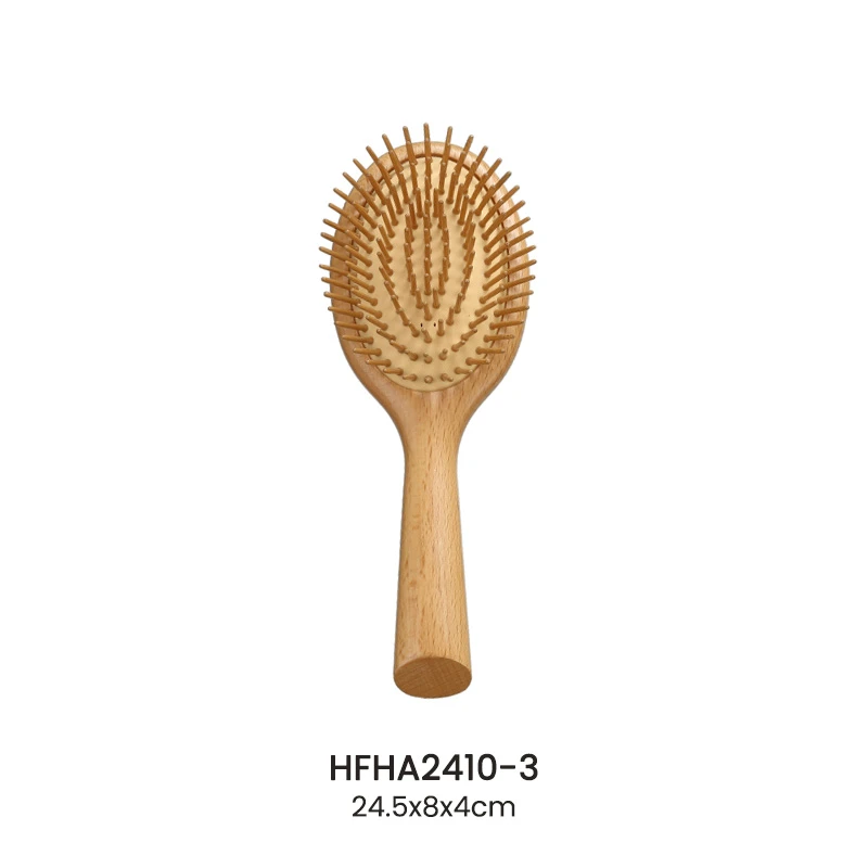 Grande brosse coiffante &agrave; coussin d'air en bois de h&ecirc;tre