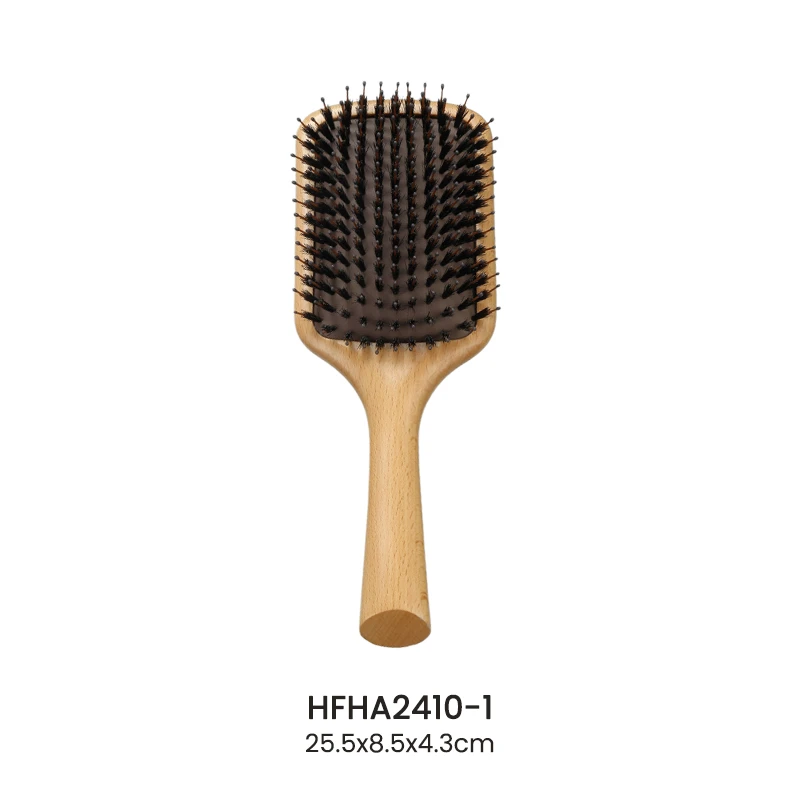 Grande brosse coiffante &agrave; coussin d'air en bois de h&ecirc;tre
