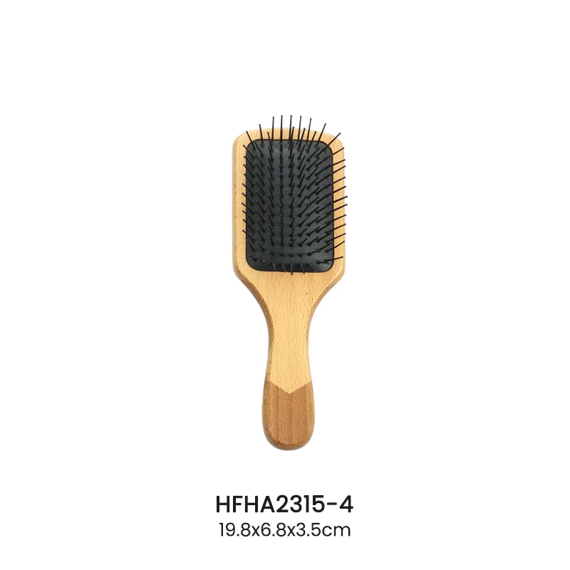 Brosse plate en bois de h&ecirc;tre avec manche design laser