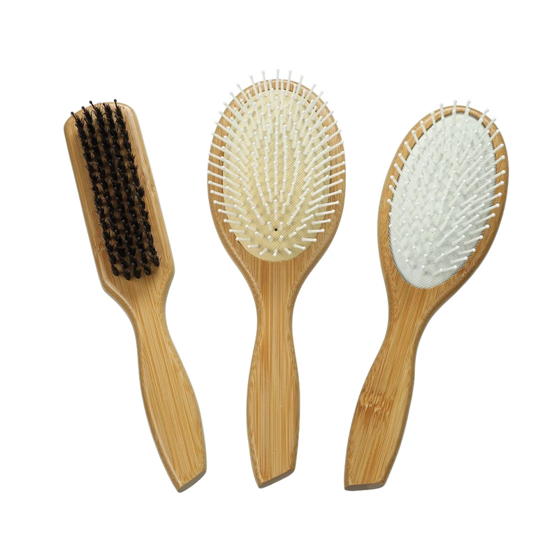 Brosse &agrave; cheveux en bambou certifi&eacute;e FSC, &eacute;pingles en nylon et poils de sanglier