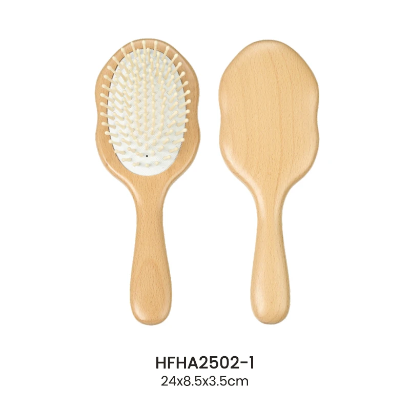 Brosse &agrave; cheveux pour soins du cuir chevelu en bois de h&ecirc;tre et gourde mignonne