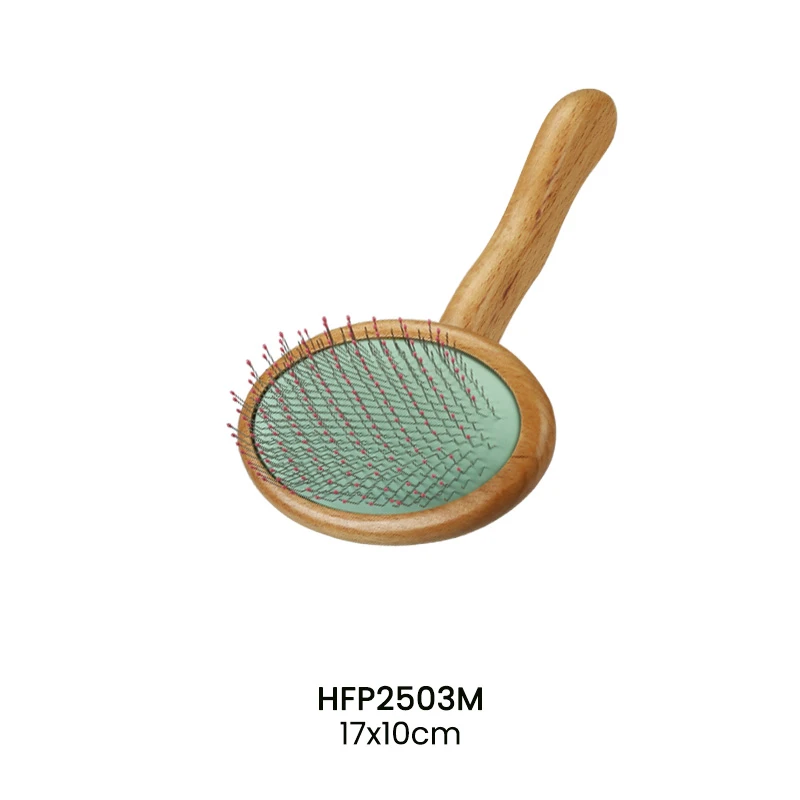 Brosse ovale pour animaux de compagnie, manche en bois, broches en acier, pour vente en gros