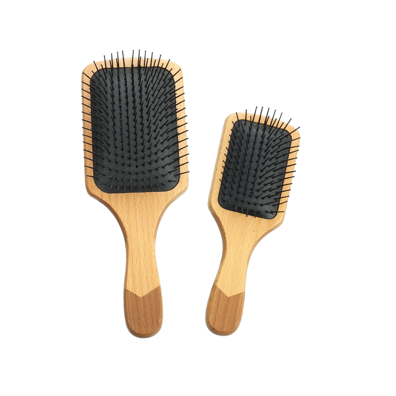 Brosse plate en bois de h&ecirc;tre avec manche design laser