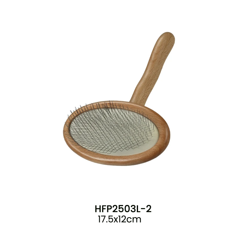 Brosse ovale pour animaux de compagnie, manche en bois, broches en acier, pour vente en gros