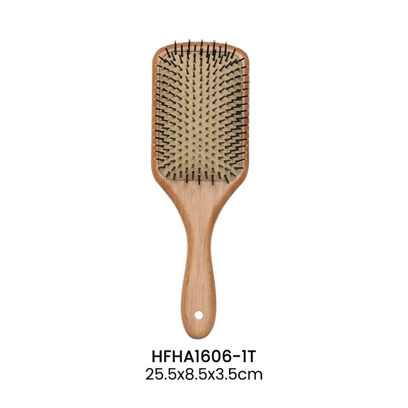 Ensemble de brosses &agrave; cheveux OEM en bambou avec &eacute;pingles de massage en nylon