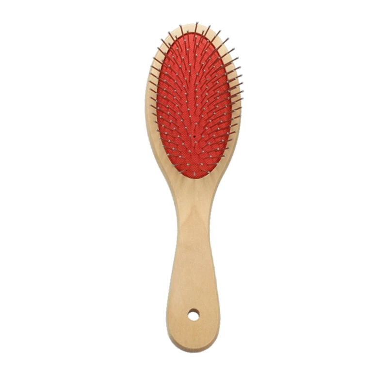 Brosse pour animaux de compagnie &agrave; coussin de couleur bois naturel FSC 100% avec broches en acier