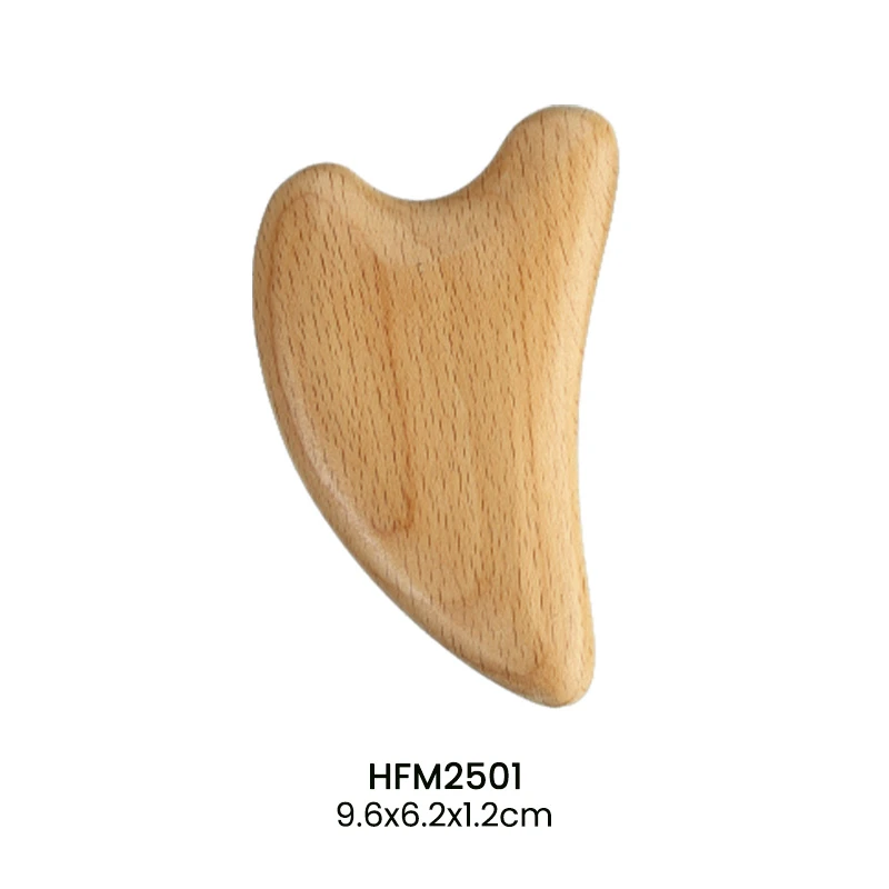Outil de massage Gua Sha en forme de c&oelig;ur en bois personnalis&eacute;