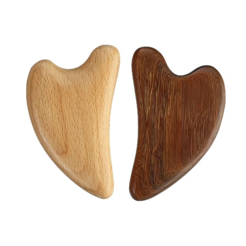 Outil de massage Gua Sha en forme de c&oelig;ur en bois personnalis&eacute;