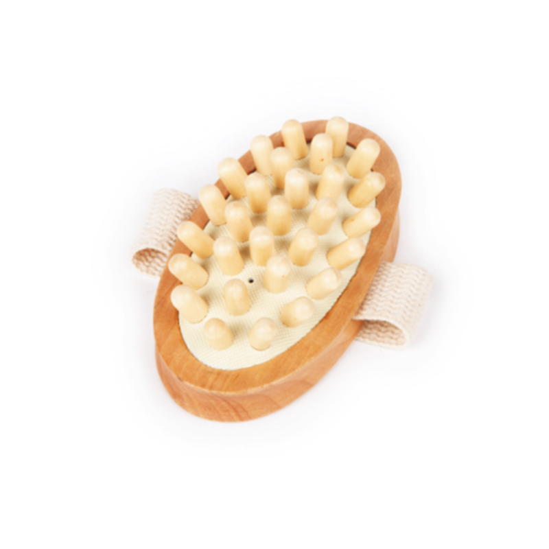 Brosse de massage m&eacute;ridienne en bois ovale 100% naturelle