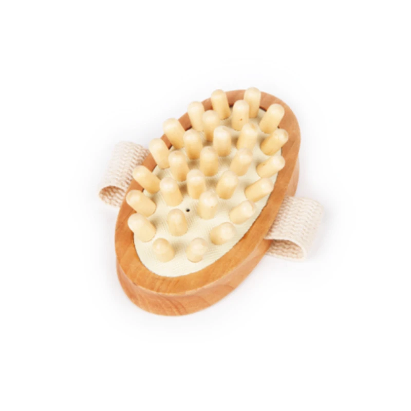 Brosse de massage m&eacute;ridienne en bois ovale 100% naturelle