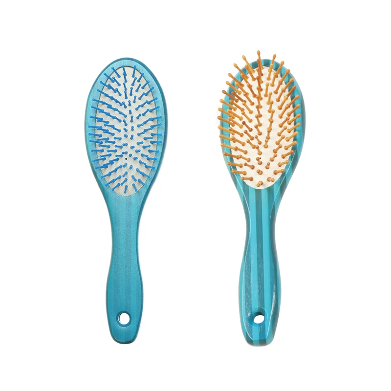 Brosse pour coussin en bambou &eacute;cologique ray&eacute; bleu d&eacute;grad&eacute;, &eacute;pingles de massage en nylon et en bois