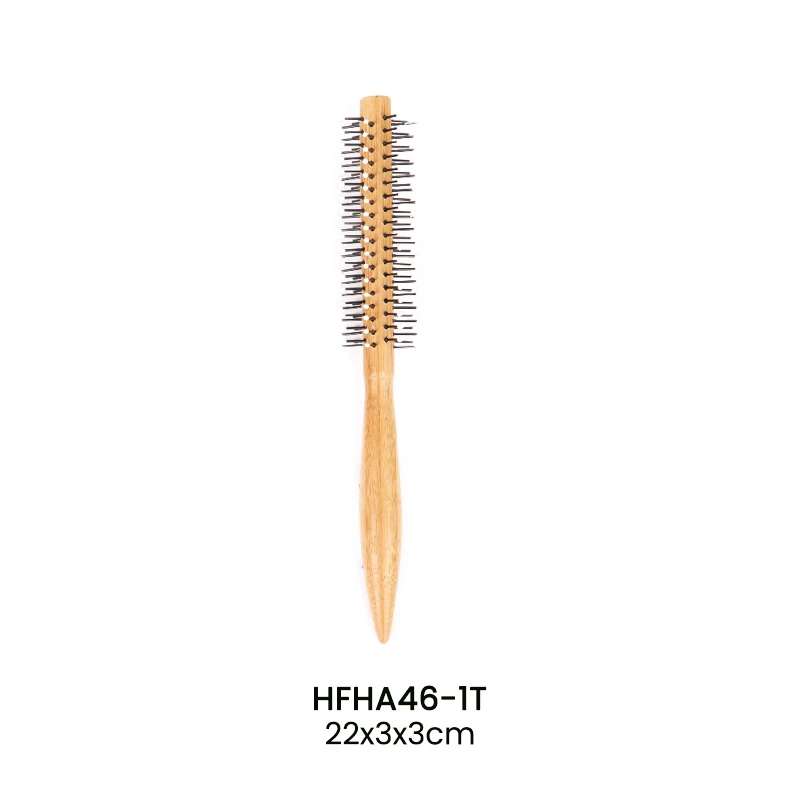 Brosse coiffante ronde &agrave; queue pointue en bambou FSC, poils de sanglier mixtes en spirale et &eacute;pingle