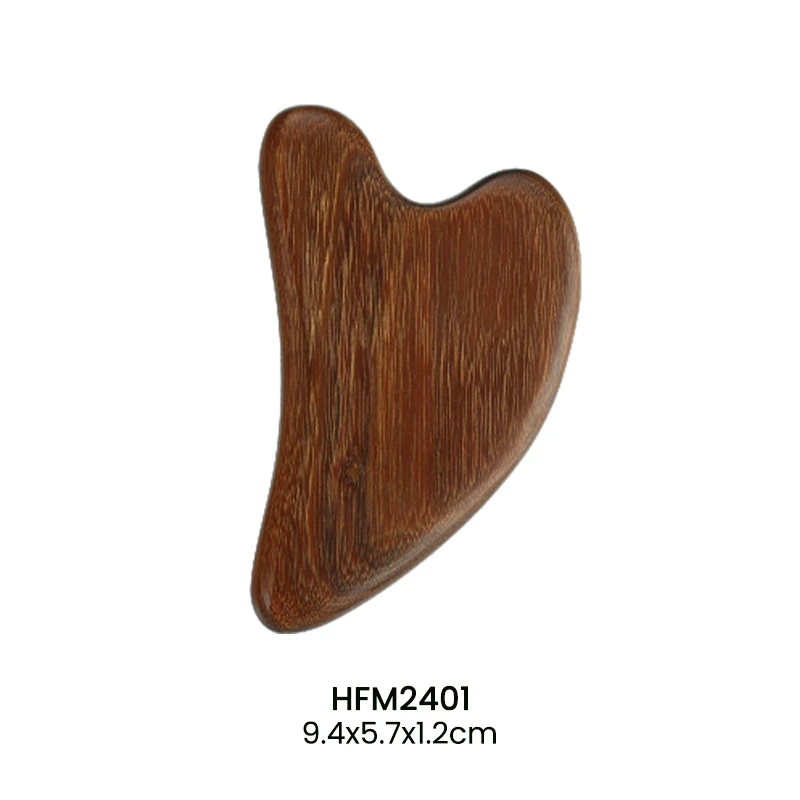 Outil de massage Gua Sha en forme de c&oelig;ur en bois personnalis&eacute;
