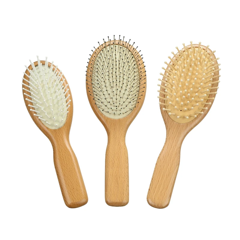Ensemble de brosses &agrave; cheveux &agrave; coussin d'air ovale en bois de h&ecirc;tre massif