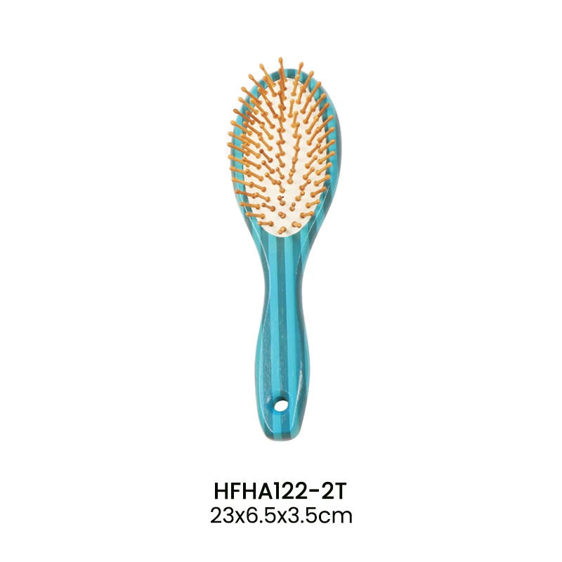 Brosse pour coussin en bambou &eacute;cologique ray&eacute; bleu d&eacute;grad&eacute;, &eacute;pingles de massage en nylon et en bois