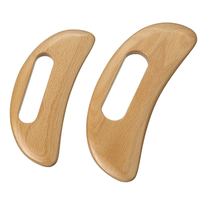 Planche &agrave; gratter de massage Gua Sha en bois pour le visage et le corps