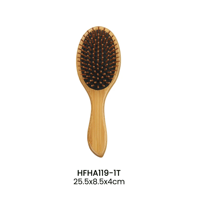 Brosse en bambou &eacute;cologique, poign&eacute;e &agrave; pointe incurv&eacute;e en forme de larme avec broches de massage en