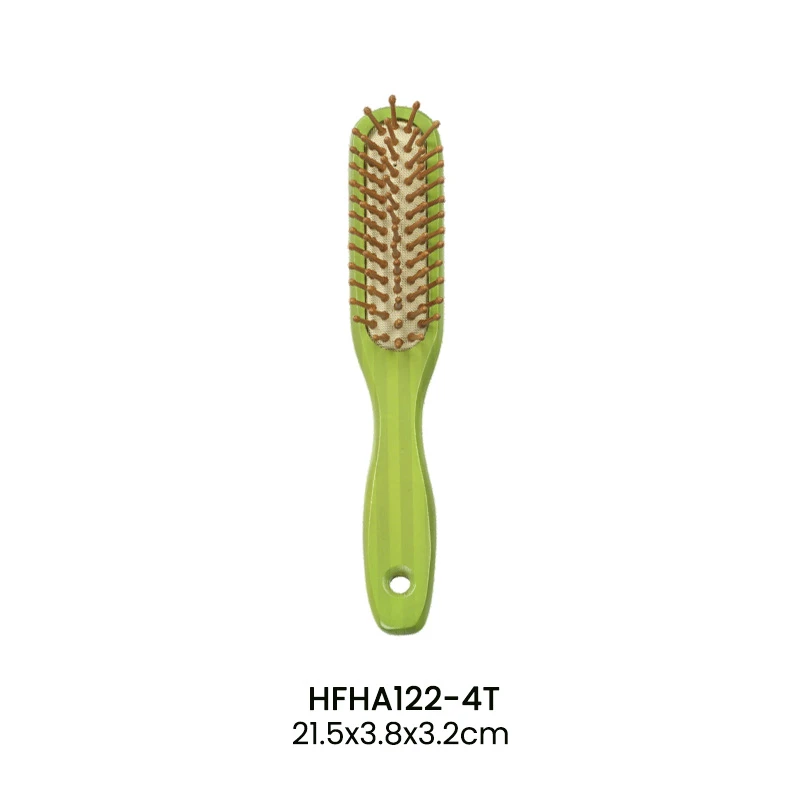 Ensemble de brosses &agrave; cheveux 100&nbsp;% bambou &agrave; rayures vertes bicolores avec diff&eacute;rents poils