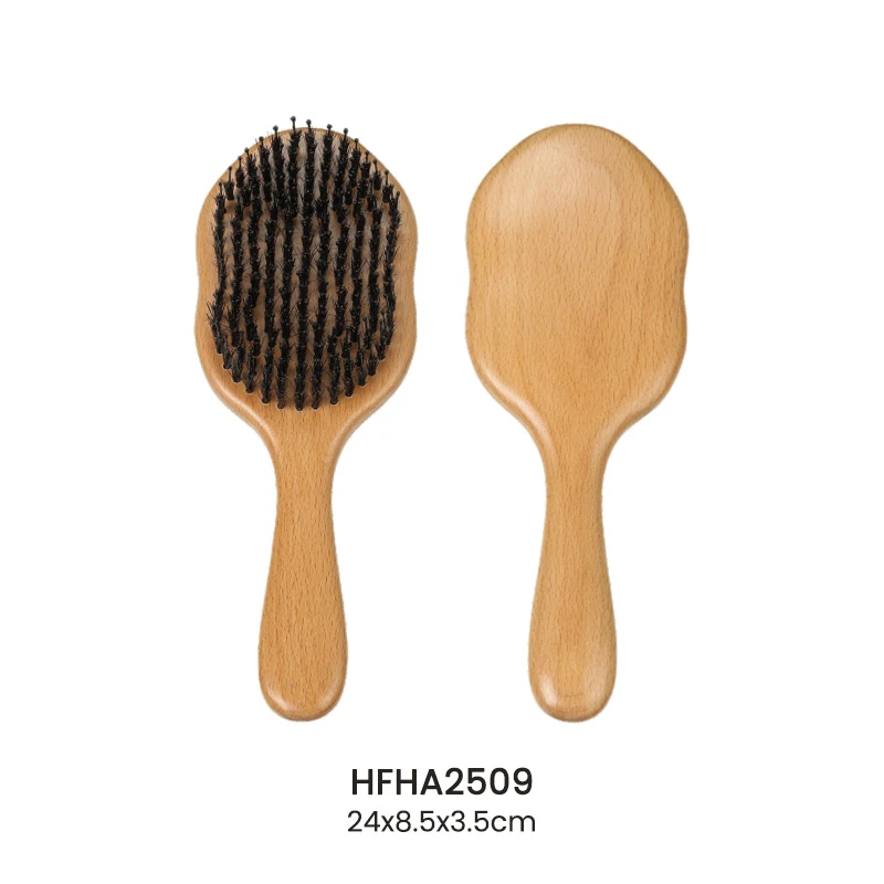 Brosse &agrave; cheveux pour soins du cuir chevelu en bois de h&ecirc;tre et gourde mignonne