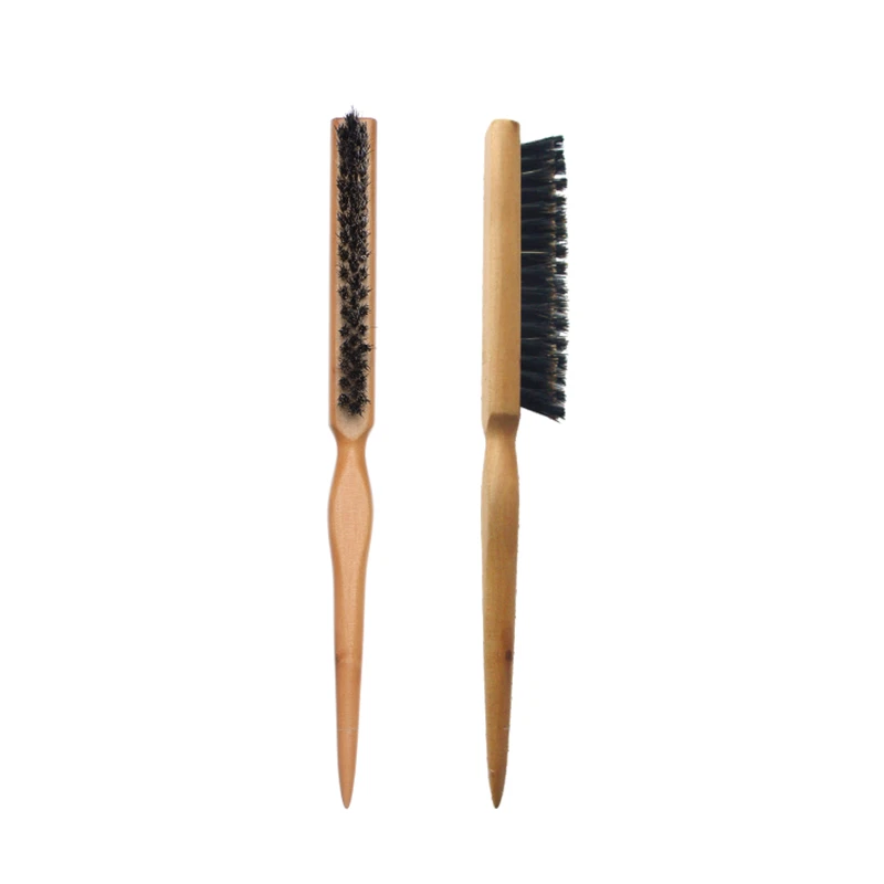 Peigne en bois &agrave; poils pour la raie et le coiffage des cheveux
