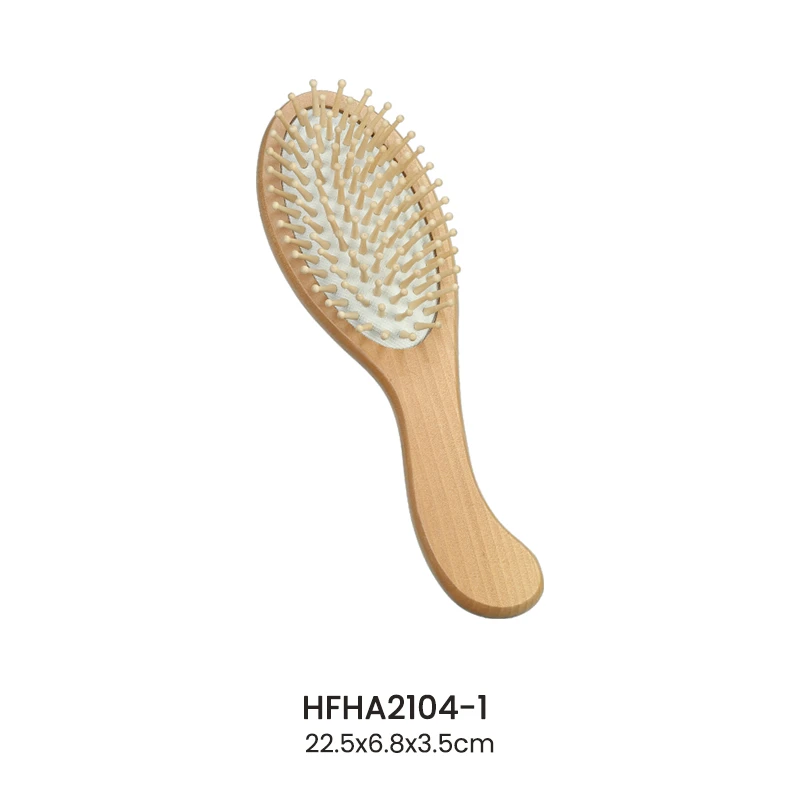 Brosse &agrave; cheveux ergonomique en bois Schima Superba avec poign&eacute;e incurv&eacute;e